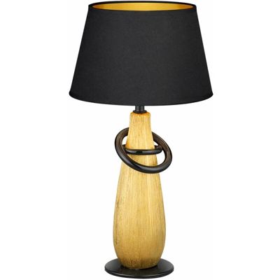 Etc-shop - Lampada da tavolo camera da letto schermo tessile lettura lampada in ceramica oro nel set tra cui lampadine a LED