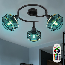 Etc-shop - Faretto a soffitto Rondell lampada da pranzo in lattice GOLD REMOTE CONTROL in un set con illuminazione a LED RGB en oferta