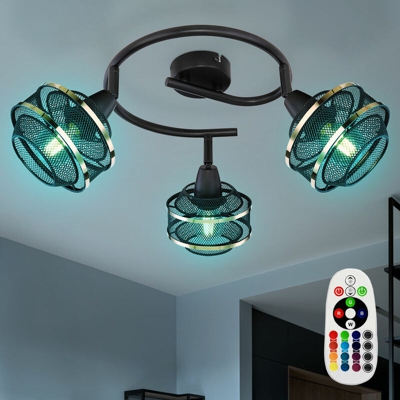 Etc-shop - Faretto a soffitto Rondell lampada da pranzo in lattice GOLD REMOTE CONTROL in un set con illuminazione a LED RGB