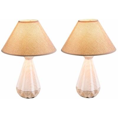 Etc-shop - Set di 2 Keramk Table Lights Living Room Illuminazione Beistell Textil Lampade da lettura bianco marrone
