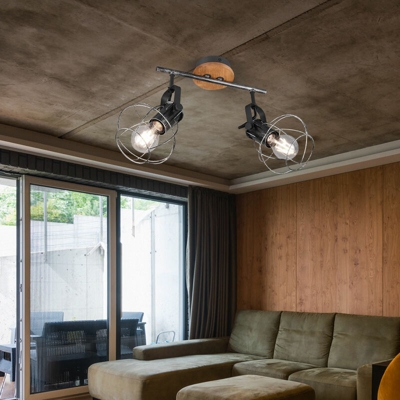 Etc-shop - Lampada da soffitto vintage a filamento a faretto a soffitto orientabile soggiorno retro lampada a gabbia nera in un set con lampada a LED