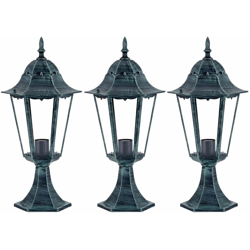 Etc-shop - Set di 3 all'aperto percorso luci del giardino in piedi le luci a LED di base portico lampade in vetro ALU nero verde en oferta