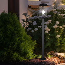 Etc-shop - Piantana esterna filamento lampada veranda alluminio base supporto faretto lanterna nera in un set con illuminante a LED precio