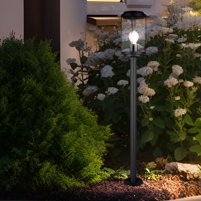 Etc-shop - Piantana esterna filamento lampada veranda alluminio base supporto faretto lanterna nera in un set con illuminante a LED