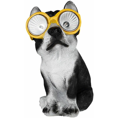 Etc-shop - Lampada da giardino a LED per decorazione solare con supporto per cani, lampada da giardino a forma di riflettore a forma di giallo