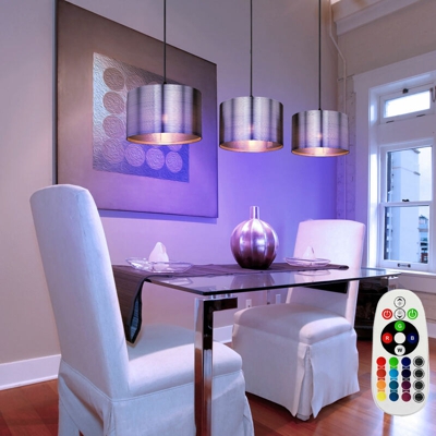 Etc-shop - Plafoniera con telecomando a pendolo dimmerabile Lampada a sospensione argento metallizzato tonda in un set di lampade LED RGB
