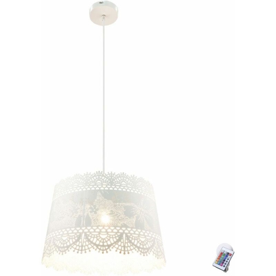Etc-shop - Lampada a sospensione a sospensione a soffitto dimmer con telecomando a fiori bianchi nel set comprese le lampadine a LED RGB