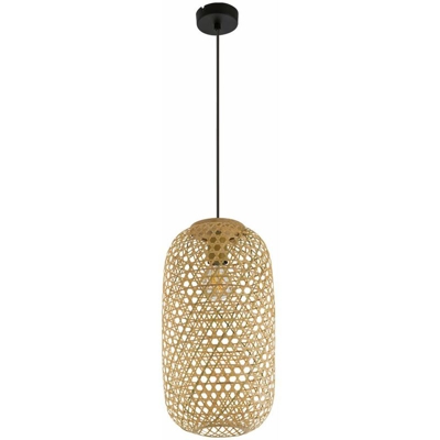 Etc-shop - Lampada da soffitto a pendolo intrecciato REMOTE CONTROL Lampada in bambù dimmerabile in set con illuminante a LED RGB