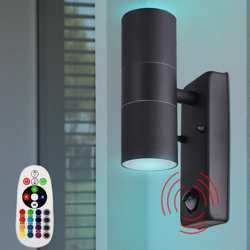 Etc-shop - Lampada da parete per esterni ALU Park lamp rilevatore di movimento nero TELECOMANDO in un set comprensivo di lampade LED RGB precio