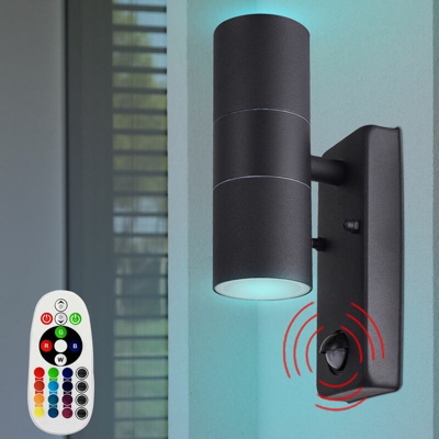 Etc-shop - Lampada da parete per esterni ALU Park lamp rilevatore di movimento nero TELECOMANDO in un set comprensivo di lampade LED RGB