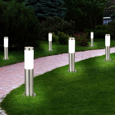 Etc-shop - Set di 6 Lampade da esterno a LED per esterni Ingresso cortile Illuminazione da giardino con percorso in acciaio inox Luci argento