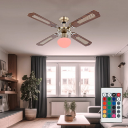 Etc-shop - Ventilatore da soffitto con interruttore a strappo, cambia colore, ventola dimmerabile in un set con sorgente luminosa a LED RGB da 6 watt características