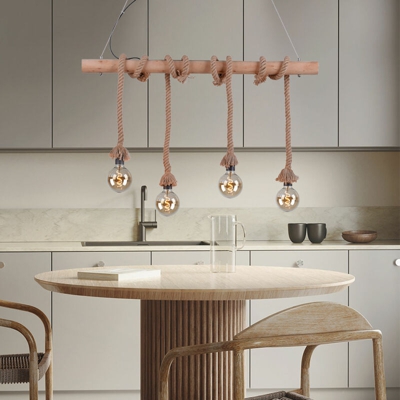 Etc-shop - Lampada a sospensione vintage a filamento con travi in legno lampada da soffitto a sospensione retrò con faretto a sospensione in un set