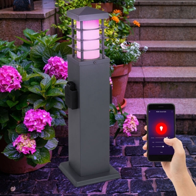Etc-shop - Lampada da esterno intelligente con presa di corrente lampada dimmerabile controllabile tramite app lingua del telefono cellulare in un