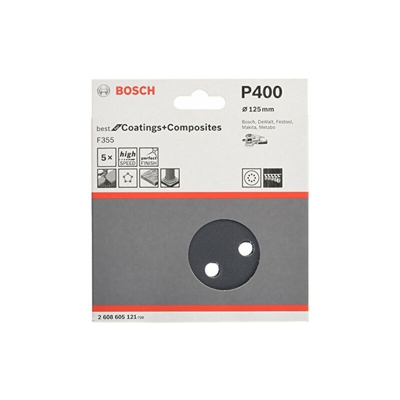 Bosch - Excéntrica F355: 125mm 8P. G400 x5 (5)