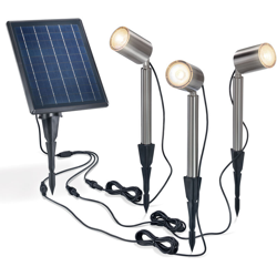 Faretto solare PowerTrio da 5 watt. Faretto solare a LED. Lampada solare da giardino, esotec 102705 en oferta