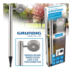 Lampada a 1 LED Energia Solare Acciaio Cromo 65 cm Paletto Luce Giardino Grundig - BAKAJI precio