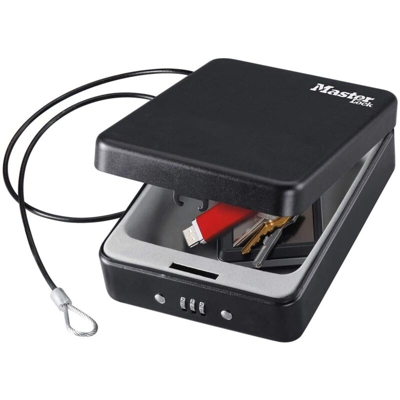Master Lock ML-P005CEURBLKHRO Compatta Cassaforte [Combinazione] [con Cable] P005CEURBLKHRO-Ideale per Gioielli, Soldi, Smartphone, Oggetto Prezioso