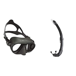Cressi Calibro, Maschera Subacquea Unisex Adulto, Nero, Taglia Unica & Mexico, Tubo Snorkel per Immersioni, Apnea, Snorkeling Unisex Adulto, Nero, Uni en oferta