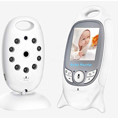 Langguth VB601 - Telecamera per monitor per bambini, 2,0 pollici, LCD, wireless, con 8 LED a infrarossi a due vie, monitor di temperatura VOX