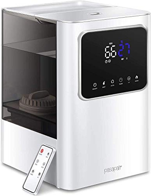 Umidificatore pasapair Top Fill 6L Ultrasuoni con nebbia calda e fredda e ciotola di oli essenziali per ampie camere da letto, spegnimento automatico,