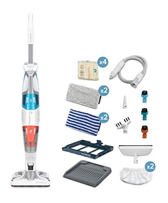 Rowenta RY854-CLEAN & STEAM 3 IN 1 RY8544, Pulitore 2 In 1, Bianco, 1700 W, 84 decibeles
