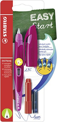 Penna Stilografica Ergonomica - STABILO EASYbirdy in Rosa/Magenta - per Mancini - Cartuccia Blu inclusa