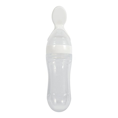 Zerodis Biberon, Silicone Spremere biberon dispensatore di Alimenti per Bambini biberon Alimentatore in Silicone da 90 ml(Bianco)