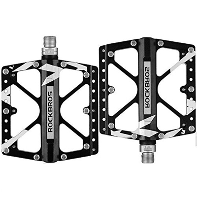 ROCKBROS Pedali Bici MTB in Alluminio Universali 9/16” Sigillati Superficie Ultra-Larga 3 Cuscinetti CNC Taglio Anodizzazione Ultra-Leggero Antiscivol