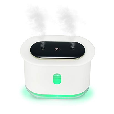 Decdeal Umidificatore a Doppio Ugello 1000 ml - Diffusore Ambiente Senza Fili,con Schermo Digitale + Luce Notturna