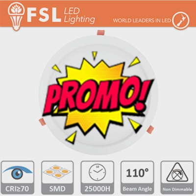 FSL - mini pannel faretto led da incasso 110° 220-240 volt 6 watt A+ CE IP20 bianco caldo no tondo lif flsp1106ro6w30