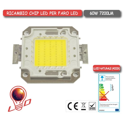Asia Led - RICAMBIO CHIP LED 60 WATT PER FARO LED ESTERNO LUCE NATURALE 4000K - AIPIY
