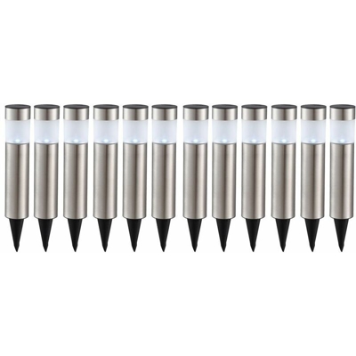 Set di 12 lampade a LED Solar Plug Luci da giardino per esterni Lampade IP44 Ground Spike in acciaio inossidabile - ETC-SHOP