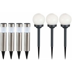 Set di 7 lampade solari a LED Lampade a sfera Spotlight Garden Path Ground Spike Colonne in acciaio inox Luci esterne - ETC-SHOP en oferta
