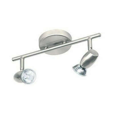 Applique plafoniera faretto doppio spot acciaio satinato lampade gu10 lampadario - RANEX