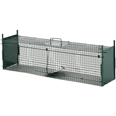 Gabbia Trappola per Animali Vivi con Doppia Porta 100x25x28cm Verde Scuro - Pawhut