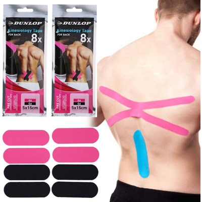 2 Pacchi Cerotto Taping Kinesiologico Schiena Neuromuscolare 16 Nastri Sport - DUNLOP