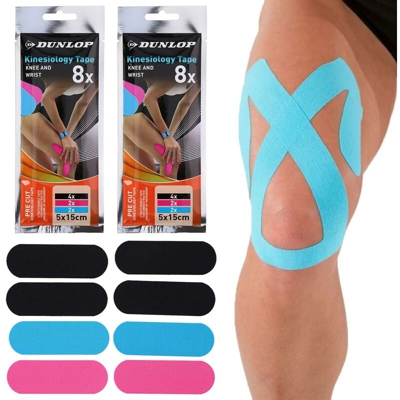 2 Pacchi Cerotto Taping Kinesiologico Ginocchio Polso Neuromuscolare 16 Nastri - DUNLOP