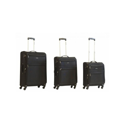Set 3 valige espandibili, trolley in poliestere con ruote e maniglie Nalomi nero - Ravizzoni
