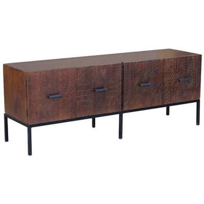 Mantra - Porta Tv Con Decoro 4 Ante Legno E Ferro
