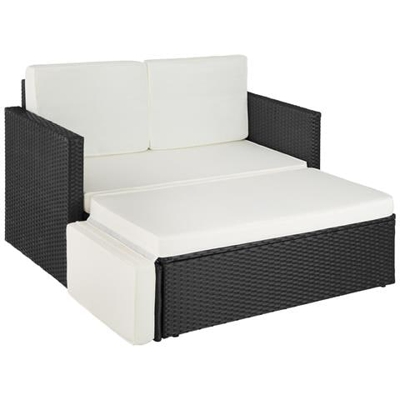 Divano Lounge In Rattan Corfù, Variante 2 - Nero