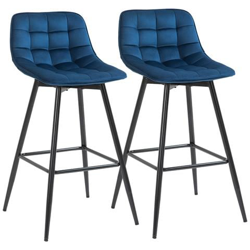 Set 2 Sgabelli Da Bar Sedie Imbottite Stile Nordico Velluto Blu precio