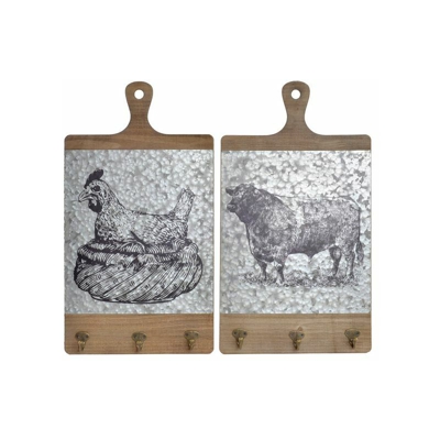 Appendiabiti da parete Metallo Legno MDF (2 pcs) (30 x 5 x 54 cm) - Dekodonia