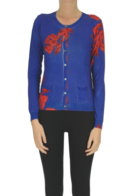 Printed cotton and silk cardigan