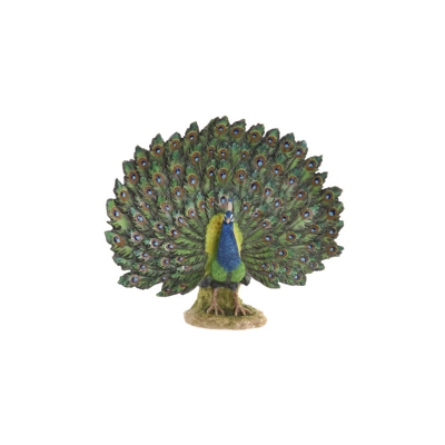 Scultura Pavone Verde Resina (40 x 14 x 34 cm) - Dekodonia