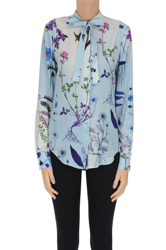 Flower print silk shirt características