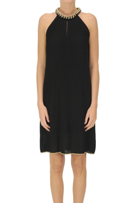 Pleated viscose knit dress