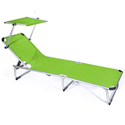 Totò Piccinni Lettino KAMP Pieghevole Leggero in Alluminio con TETTUCCIO qualità Top Regolabile (Verde Senza Cuscino) precio