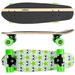 FunTomia Skateboard 66cm - 7ply Strati di Acero Canadese - con o Senza Ruote a LED (Skull-Stella/Senza Ruote LED) precio