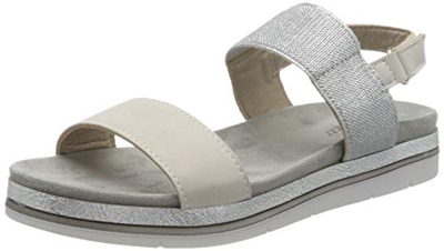 MARCO TOZZI 2-2-28621-24, Sandali con Cinturino alla Caviglia Donna, Grigio (Lt.Grey Comb 248), 36 EU
